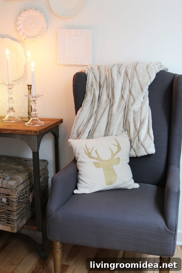 Gold Deer Antler Pillow - Simple Christmas Decorating