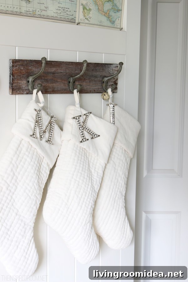 White Velvet Stockings - The Inspired Room Christmas House Tour