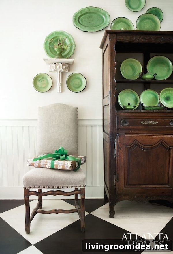 Christmas Decorating Ideas Using Green Accents 6 Christmas Decorating with Green - Green Plates on the Wall