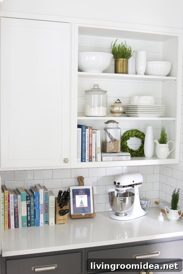 Christmas Home Tour: Festive Decorating Ideas (Part 1) 27 The Inspired Room House Tour - Kitchen Open Shelves Christmas Decorating