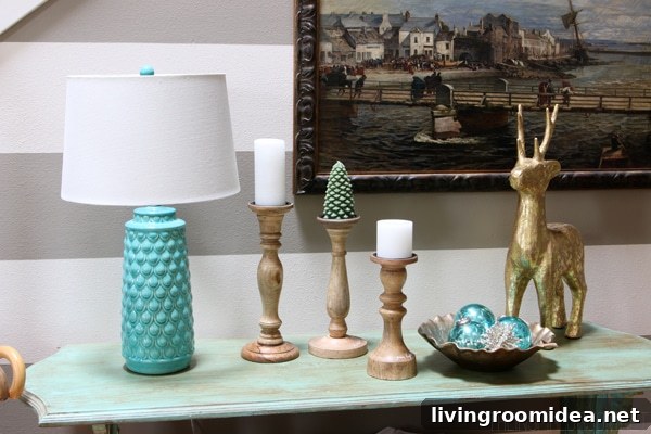Christmas Entry Console Decorating - The Inspired Room House Tour