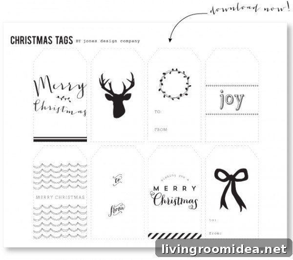 Printable Gift Tags You Can Download and Print Free 15 Christmas Gift Tags - Free Printables - Jones Design Company