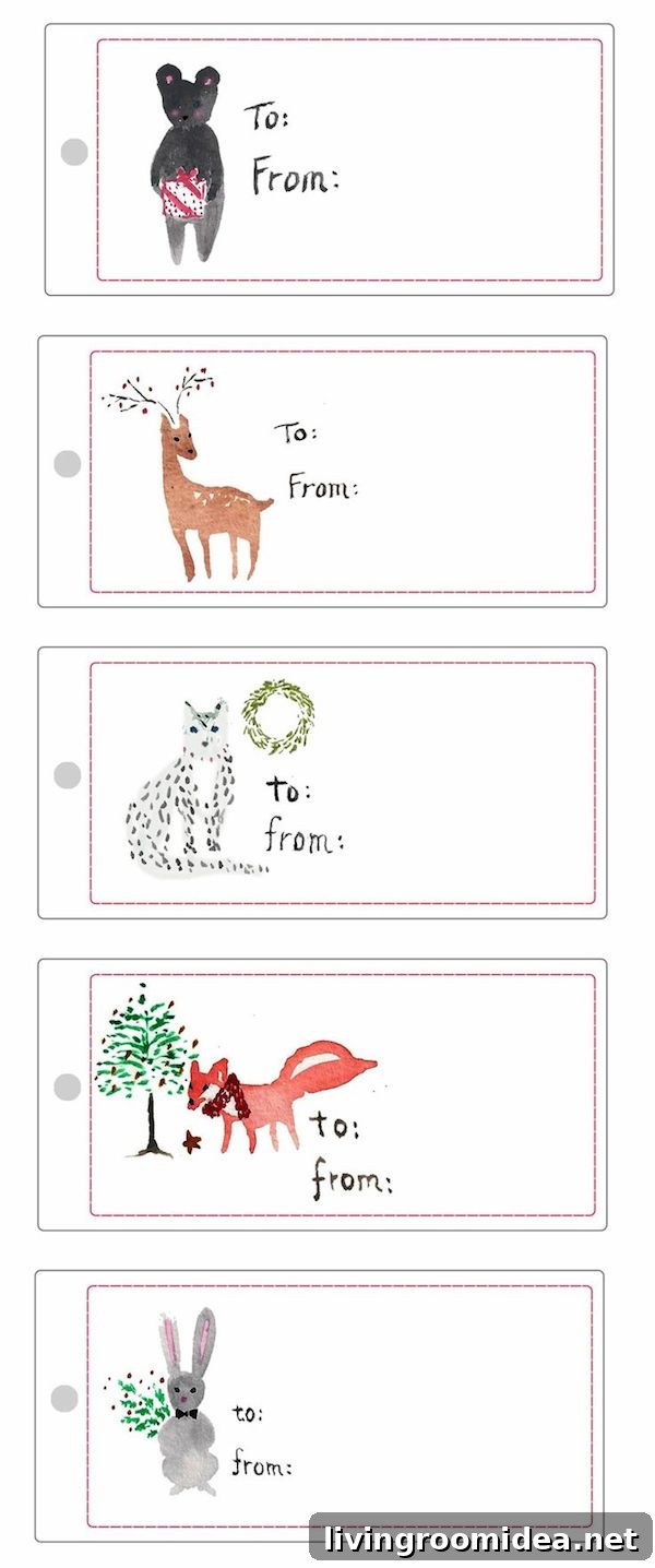 Printable Gift Tags You Can Download and Print Free 4 Free Illustrated Gift Tag Printables - Sanae Ishida