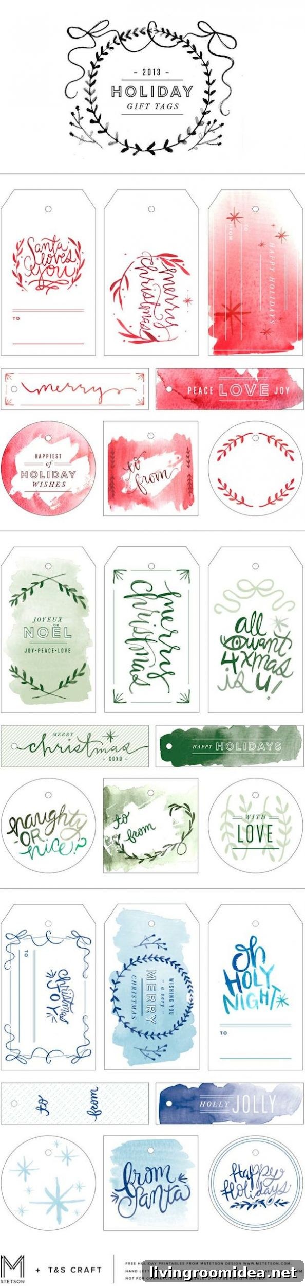 Printable Gift Tags You Can Download and Print Free 6 Watercolor Gift Tag Printables - MStetson Design and T and S Craft