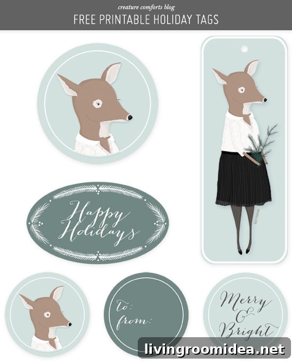 Free Printable Holiday Gift Tags - Creature Comforts Blog