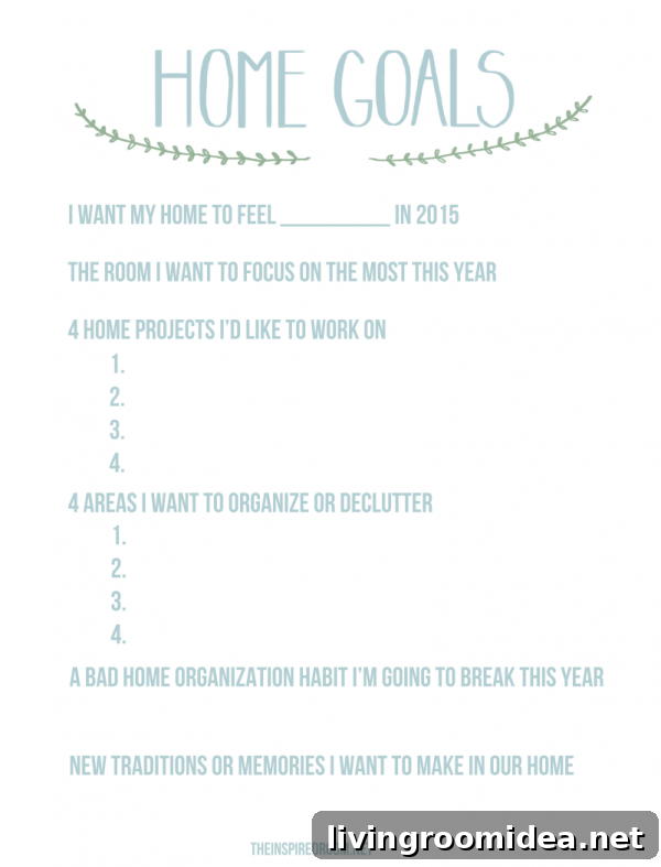 Home Goals Worksheet - The Inspired Room