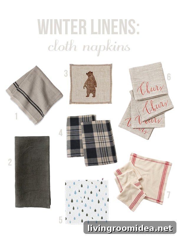 Winter Linens - Cloth Napkins - The Inspired Room