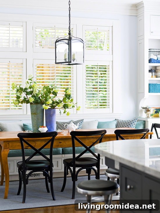 Banquette Dining Bench in the Kitchen - Wood Dining Table