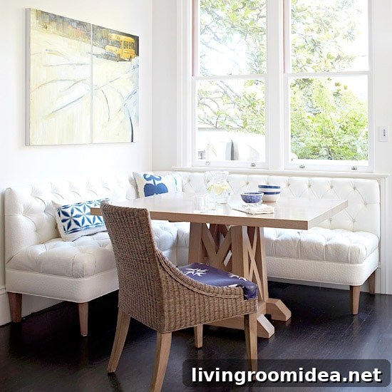 Breakfast Nook - White Tufted Dining Banquette