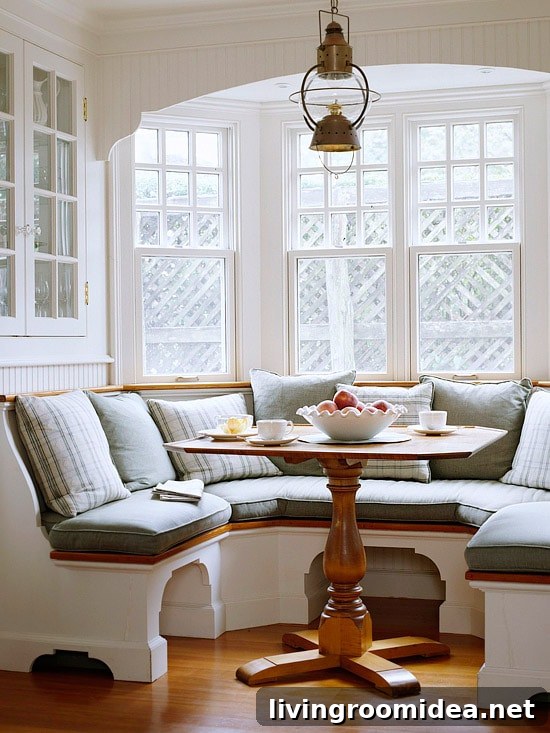 Dining Banquette with Coastal Brass Lantern - Breakfast Nook