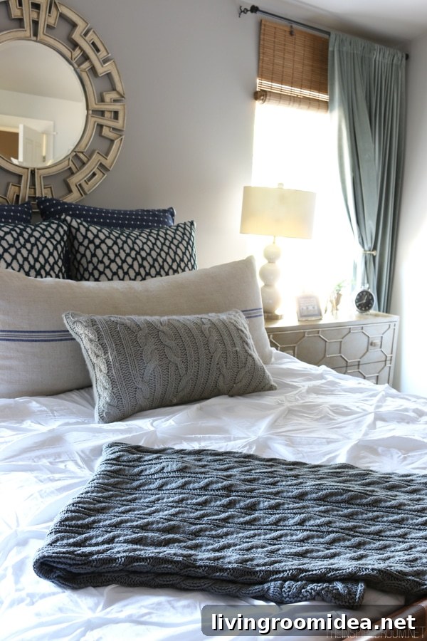 Bedroom Decorating - Navy Gold and White - The Inspired Room
