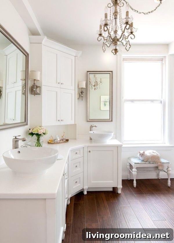 Pretty White Bathroom - Creating Contrast Designs - Claire Jefford