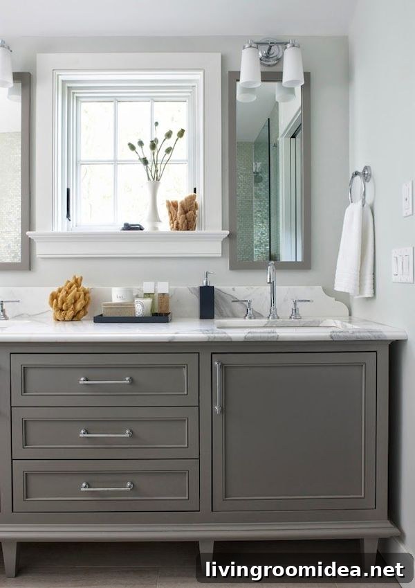Gray Bathroom Vanity - Rachel Reider Interiors