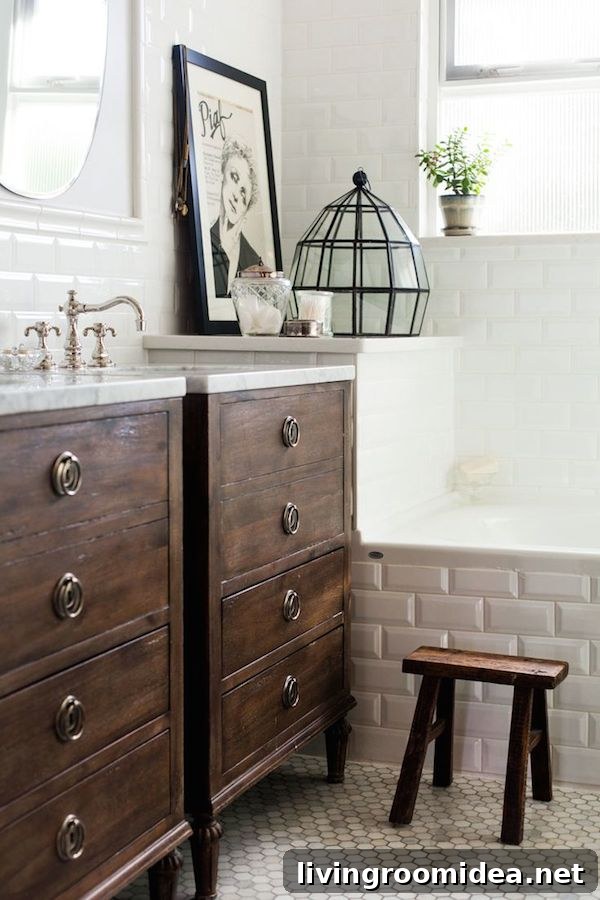 Wood Vanities with Marble Tops - Photographs by Kelly Brown