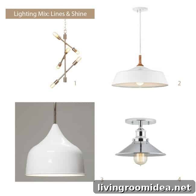 how to select light fixtures linear mood board