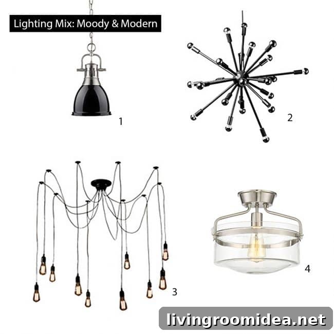 how to select light fixtures modern mood board