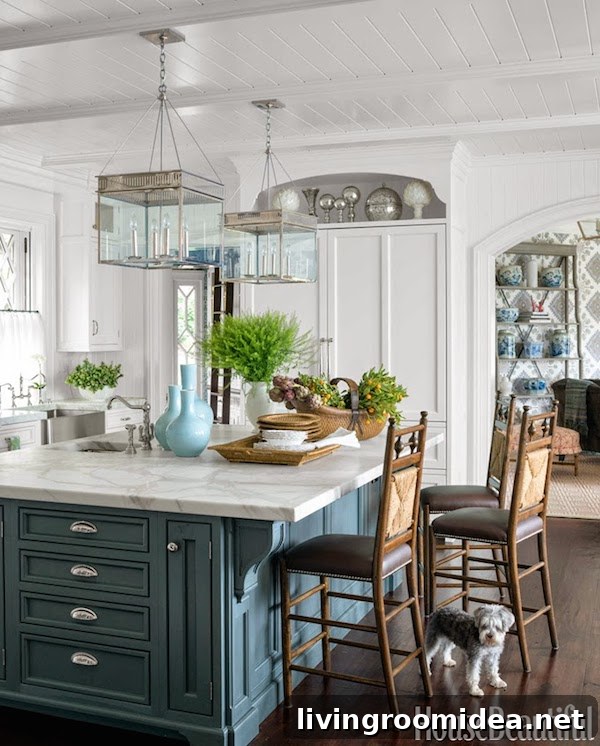 Blue Kitchen Island - Lee Ann Thornton Interiors