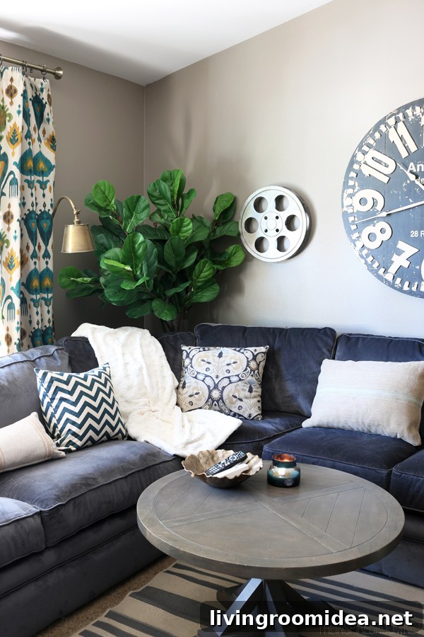 Navy Sectional FAQ: Media Room Seating & Care Guide 2 Media Room Navy Sectional - The Inspired Room