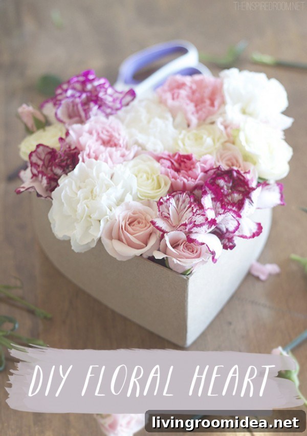 DIY Floral Heart Valentine Gift Idea for Her 2 DIY Floral Heart - Valentines Gift Idea at The Inspired Room