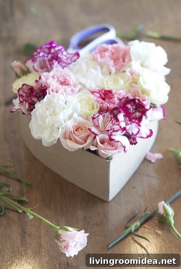 DIY Floral Heart Valentine Gift Idea for Her 14 DIY Valentines Day Floral Heart - Michaela Noelle Designs for The Inspired Room