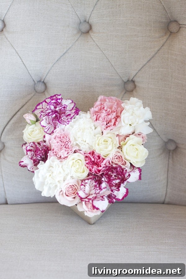 DIY Floral Heart for Valentines Day - Michaela Noelle Designs for The Inspired Room