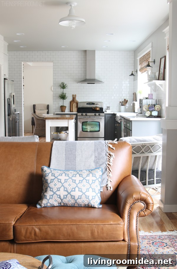 February Home Refresh: Leather, Copper & Wood Styling Tips 2 Leather Sofa - Living Room Textures - The Inspired Room