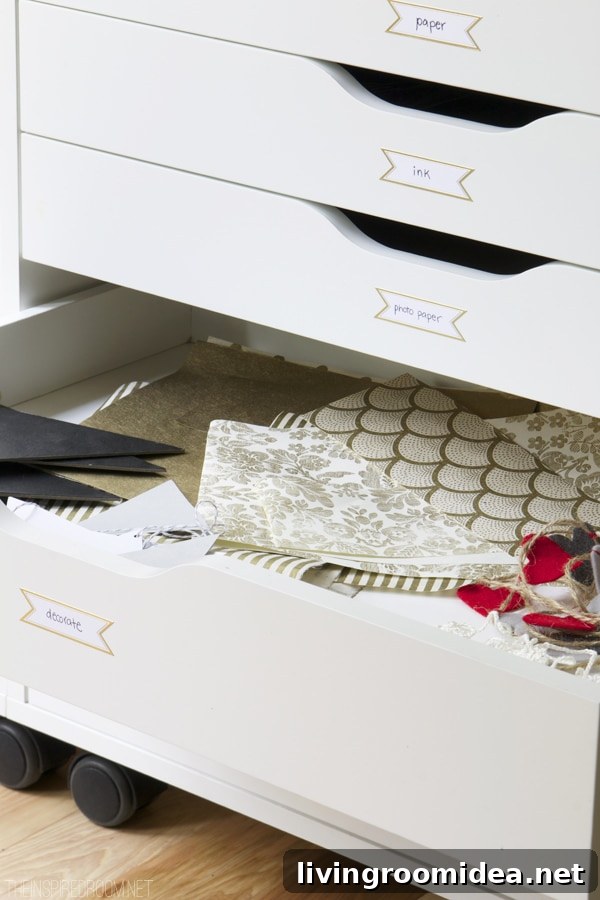 Office Organization - Ikea Alex Drawers - The Inspired Room
