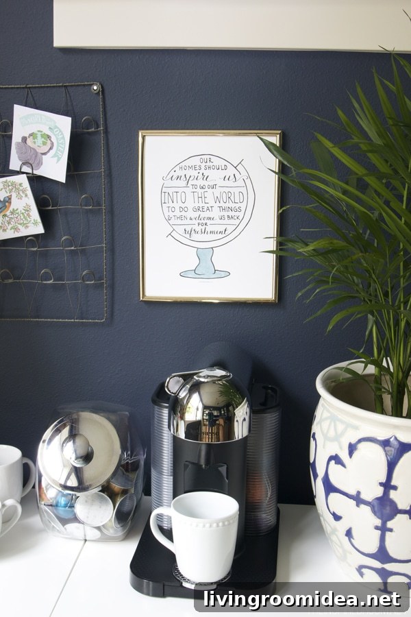 Office Coffee Station - The Inspired Room - Love the Home You Have - Hale Navy Home Office