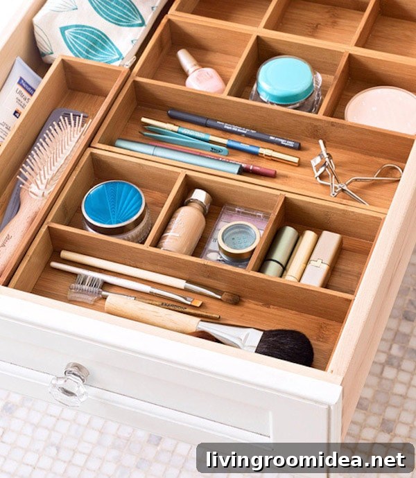 Organized Bathroom Drawers with Dividers