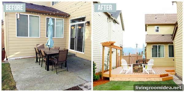 Before and After - Small Backyard Renovation with a New Deck