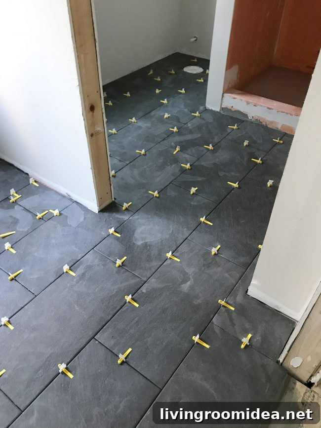 Downstairs bathroom and mudroom tile