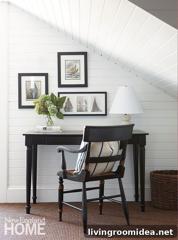 5 Design Lessons from a Charming Martha's Vineyard Home 5 Paneled Walls and Black Desk - Takeaway Tips - House Tour - Photo by Michael Partenio | Design by Dudley Cannada