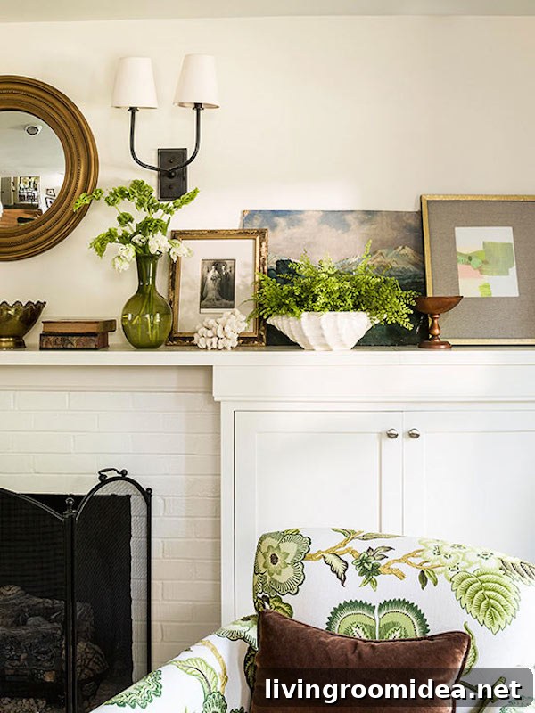 Spring Living Room - Green and White