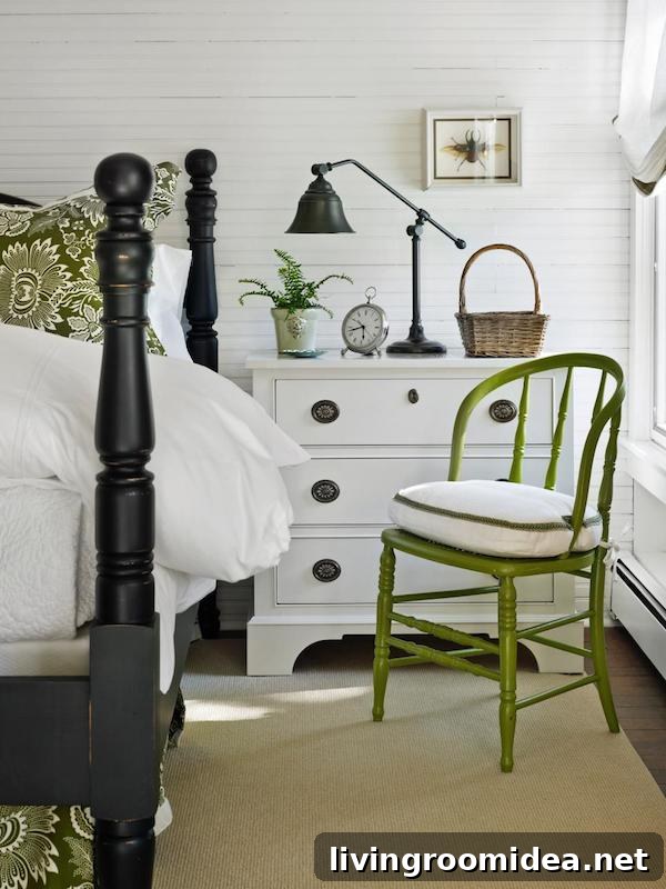 Spring Refresh: Stylish Green and White Decor Ideas 5 Black white green bedroom - Tom Stringer