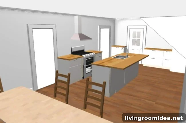 ikea 3D kitchen planning tool rendering without upper cabinets