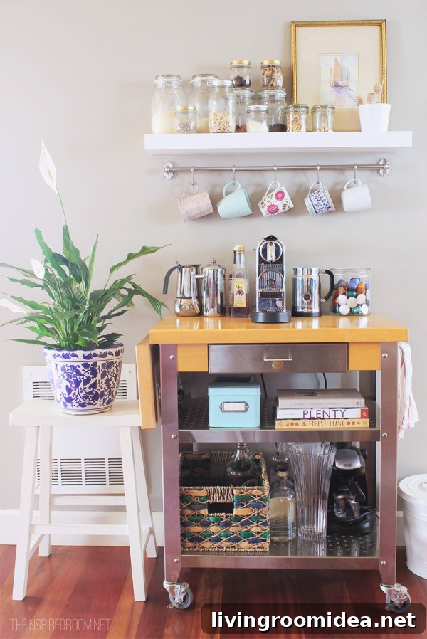 Townhouse Makeover: Introducing Our New Coffee Cart 2 Coffee Station // The Inspired Room blog - Seattle Townhouse Update