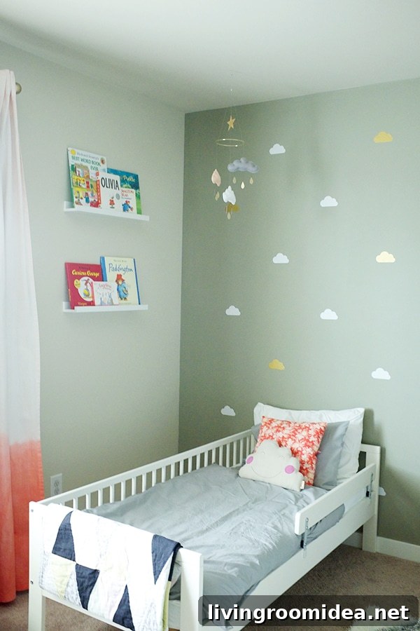 Toddler Girl’s Room Reveal: Charming Decor Ideas & Before-and-After 3 Toddler girl's bed and accent wall