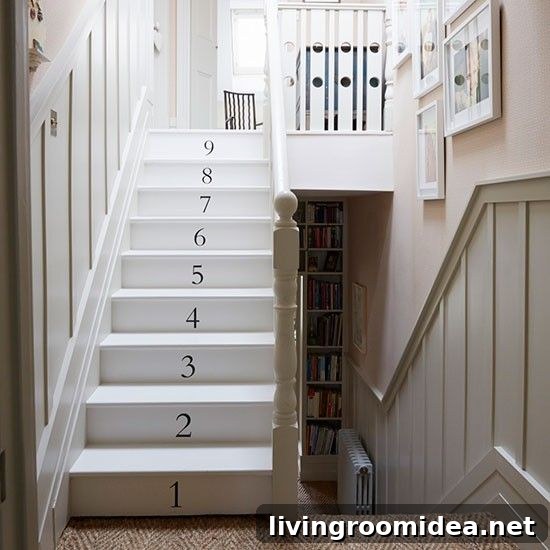 Staircase with numbers from House to Home Magazine