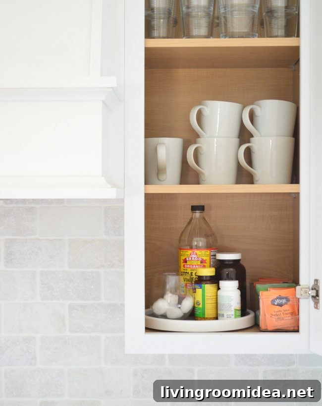 Cabinet items on lazy Susan