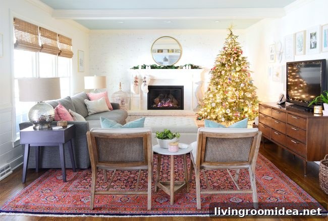 Living room mixing wood tones