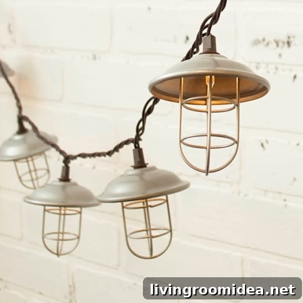 Gather Outdoor String Lights: Stylish Patio & Garden Lighting Ideas 13 Warm White Industrial String Lights - String Lights Round Up