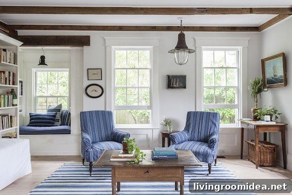 Blue and White Living Room - Nautical Lighting