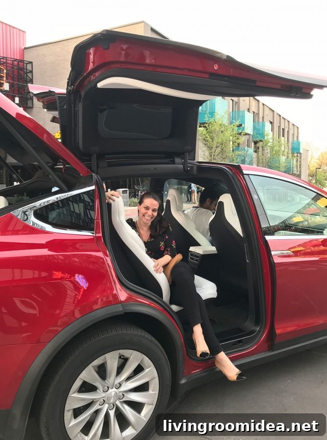 Birthday girl in the Tesla Uber