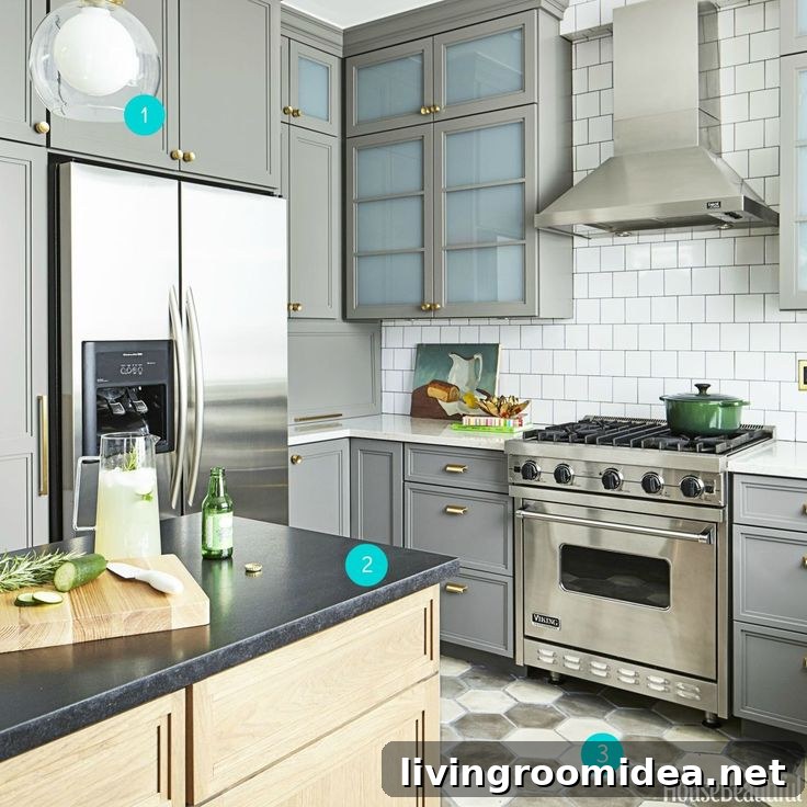 Gray and White Kitchen Design Ideas for Stylish Modern Homes 4 Gray White Wood and Brass Kitchen Design