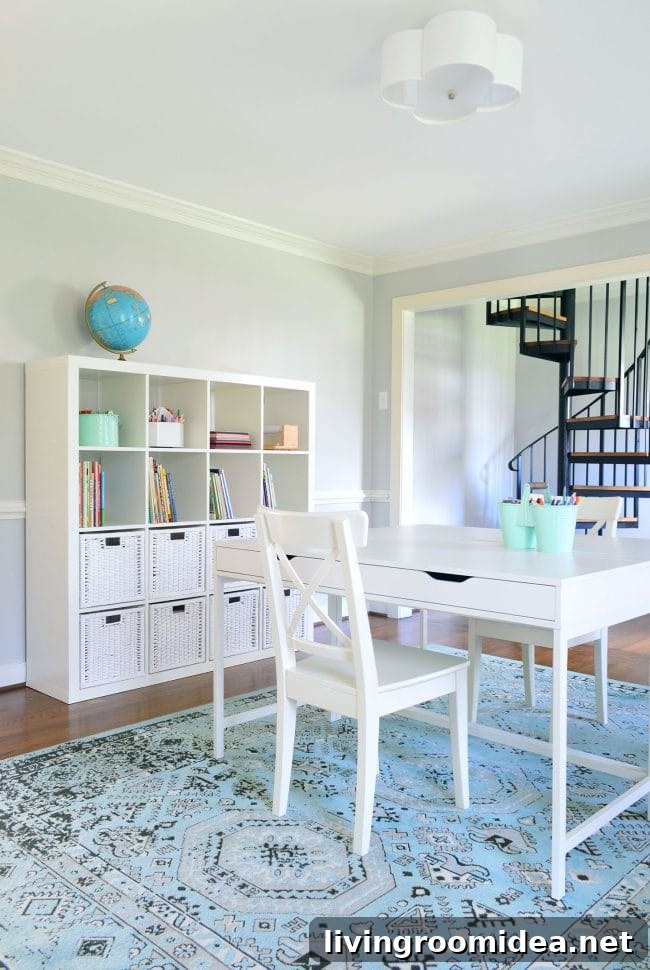 homework room cleaned for staging to sell with items removed from walls and surfaces