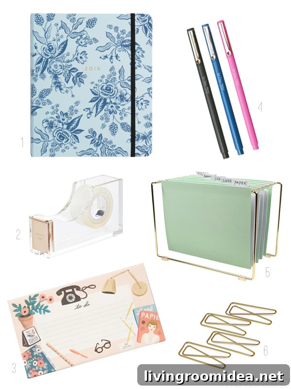 Pretty Desk Accessories - Back to School - The Inspired Room