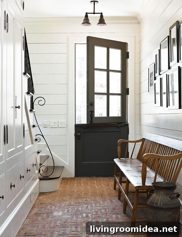 Entryway Design Ideas for My New Home 14 Shiplap Walls Entry Hallway - Brick Floors