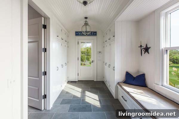 10 Cozy Fall Mudroom Ideas to Transform Your Entryway 4 Nantucket Mudroom Entry Design by Jonathan Raith