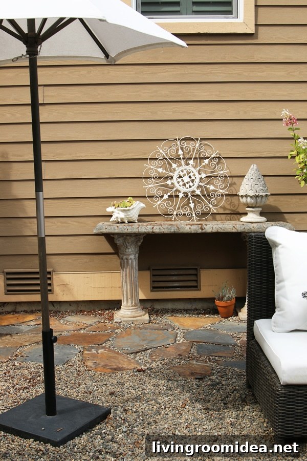 Backyard Tour: Pea-Gravel Patio, Flagstone Paths & Secret Garden 21 The Inspired Room Backyard - Flagstone