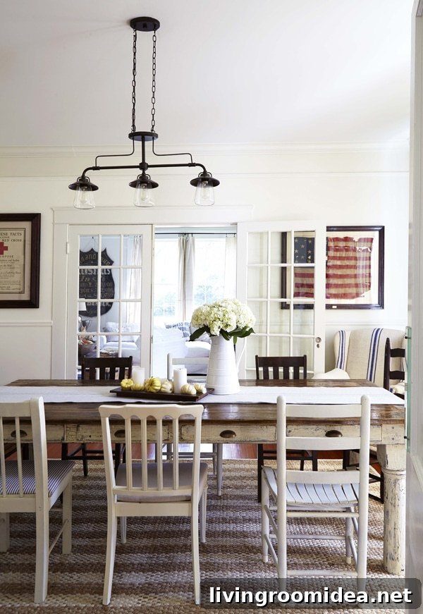 Mismatched Dining Chairs: Stylish Ways to Mix and Match Seating 5 Casual Dining Room Design - Mismatched White Painted Chairs
